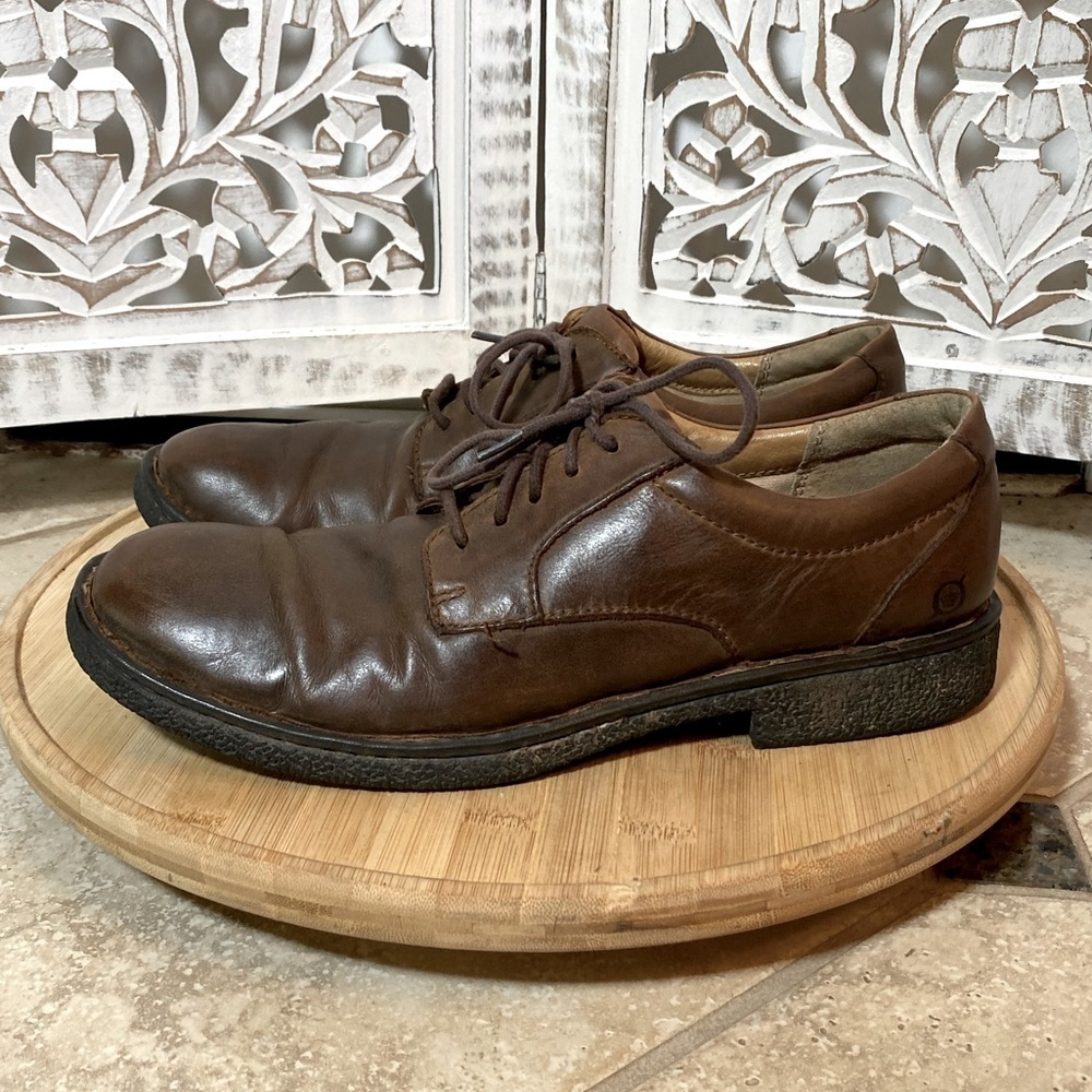 Born Hutchins Men's Shoes 10.5 Brown Leather Casual Lace Up Handcrafted Footwear